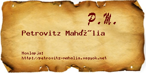 Petrovitz Mahália névjegykártya